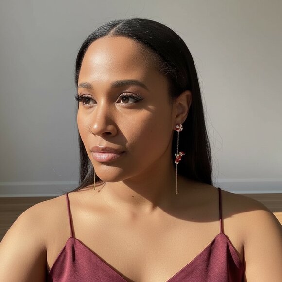 Santa Claus Dangle Long Earring - Picture 2 of 4